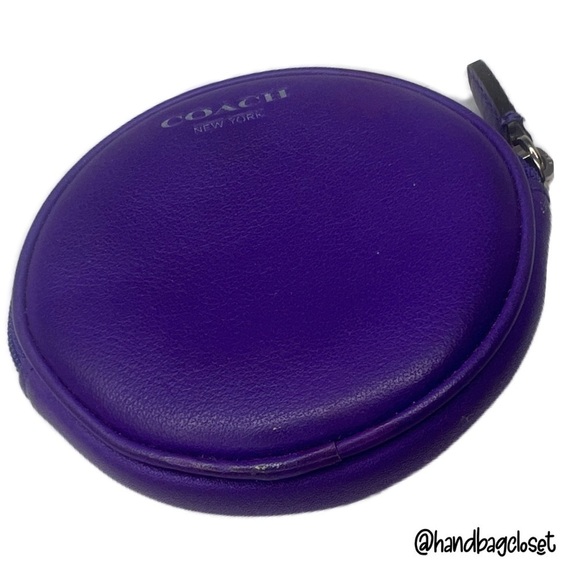 Coach Ultra Violet Purple Round Coin Bag Wristlet in Hangtag Motif Rare - Picture 3 of 9